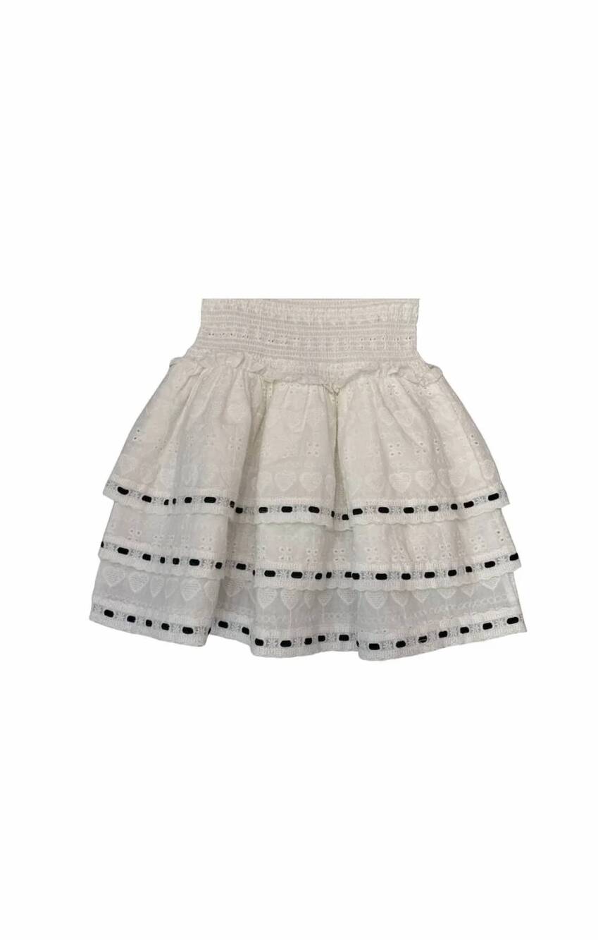 NEW THEME girls gemma heart & flower eyelet mini skirt with ribbon in white